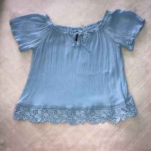 H&M Divided Off-Shoulder Short Sleeve Blouse Blue